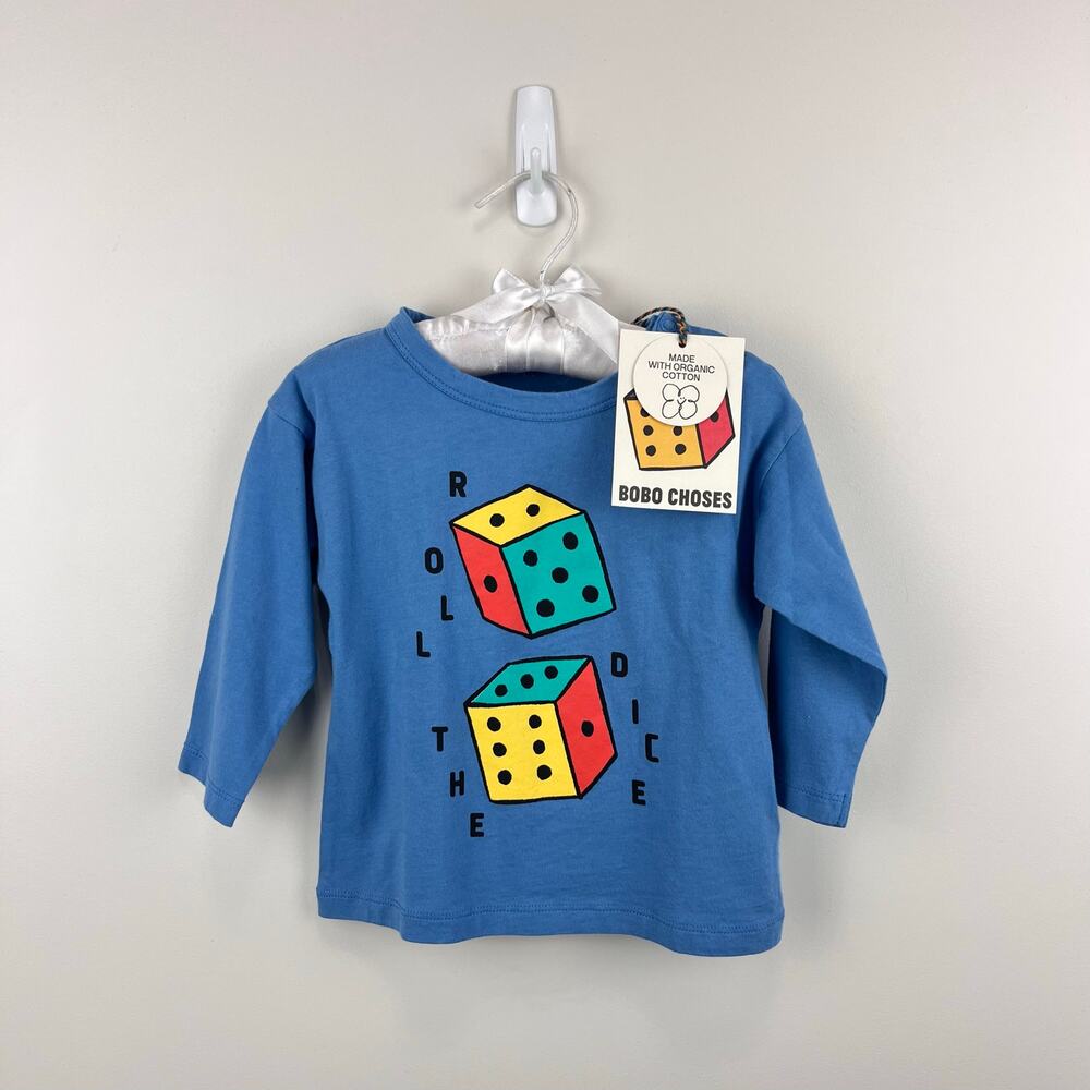 BoBo Choses Roll the Dice Organic Cotton Graphic T-Shirt Blue 12 Months NWT